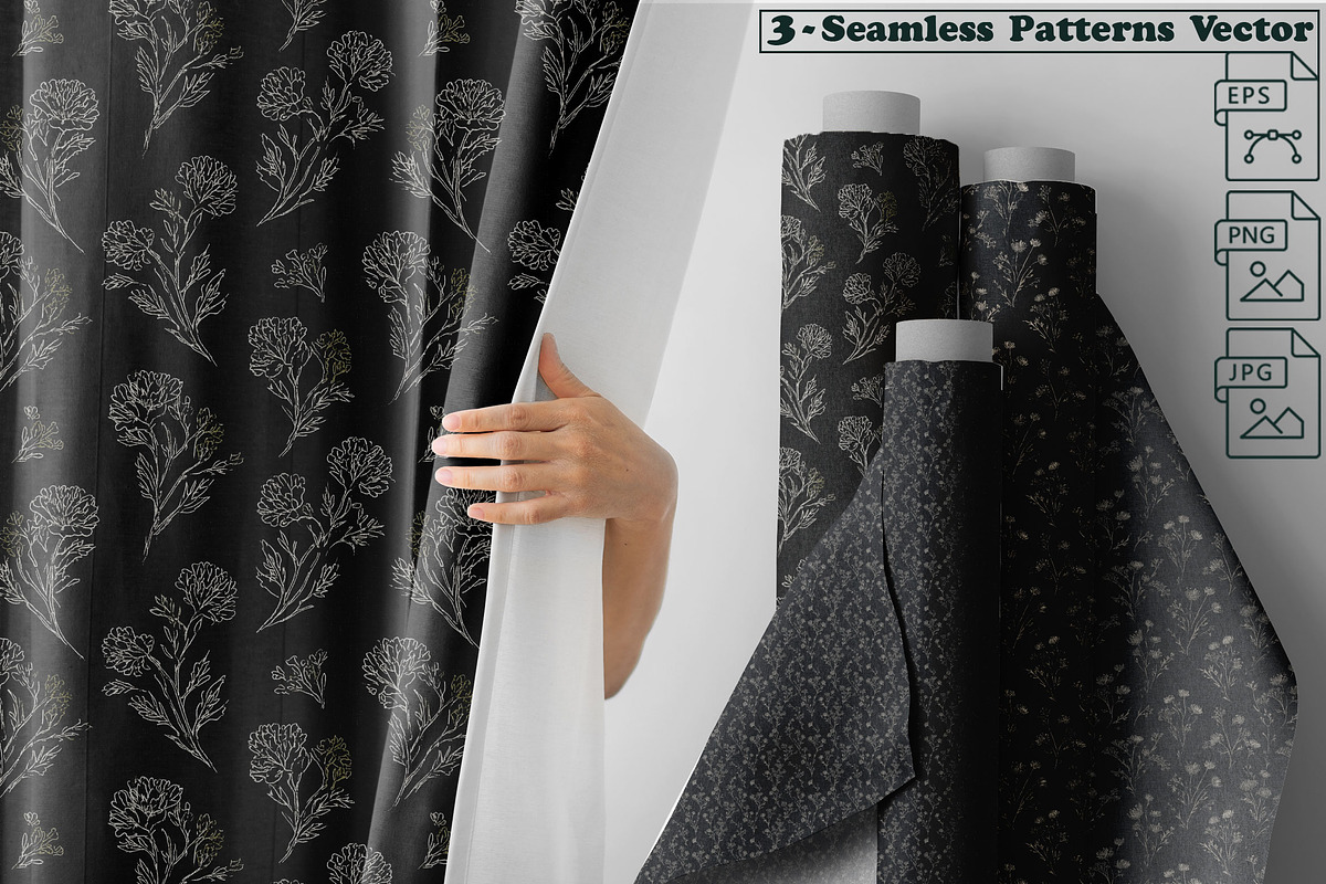 Dark Linen Minimal Floral Silhouette, a Pattern Graphic by one-touch (Photo 1 of 9)