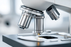 Modern laboratory microscope lens, a Health & Medical Photo by MistyDay