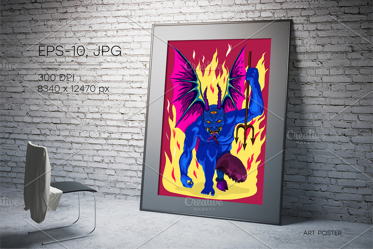 Vintage Cartoon Devil. Art., a Decorative Illustration by KENO Mascots (Photo 5 of 6)