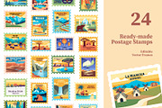 Travel Stickers and Retro Postage, an Object Illustration by Lettering_Logo (Thumbnail 2 of 14)