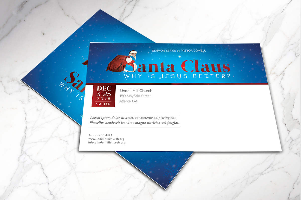 Santa Christmas Sermon Postcard PSD, an Invitation Template by Godserv Designs (Photo 8 of 11)