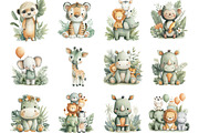Cute Safari Animals Clipart, an Illustration by Designking (Thumbnail 2 of 5)