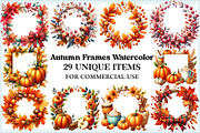 Autumn Frames Watercolor Clipart, an Illustration by Craft Nest (Thumbnail 1 of 5)