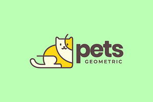 Cat Pets Geometric Modern Logo