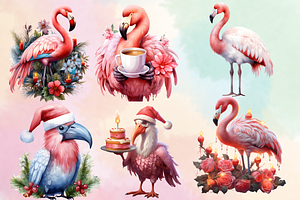 Christmas Flamingo Clipart Sublimati