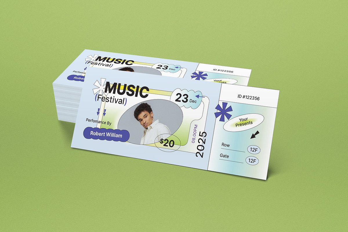 Y2K Music Festival Ticket, a Card Template by graphicook (Photo 2 of 3)