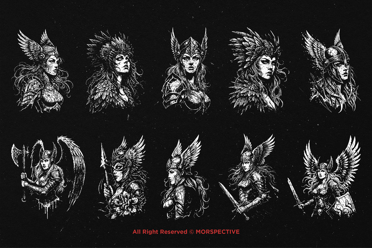 10 Bundle Dark Art Valkyrie Knight, an Illustration by Morspective (Photo 6 of 7)