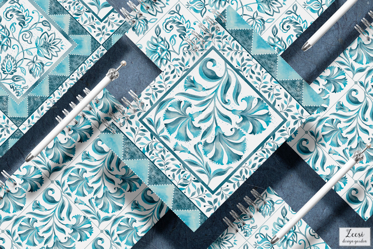 Porto Portuguese Tile Patterns, a Pattern Graphic by Zeesi Design Garden (Photo 7 of 10)