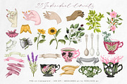 Tea time at the garden clipart set, a Decorative Illustration by Yelloo Fish (Thumbnail 3 of 16)