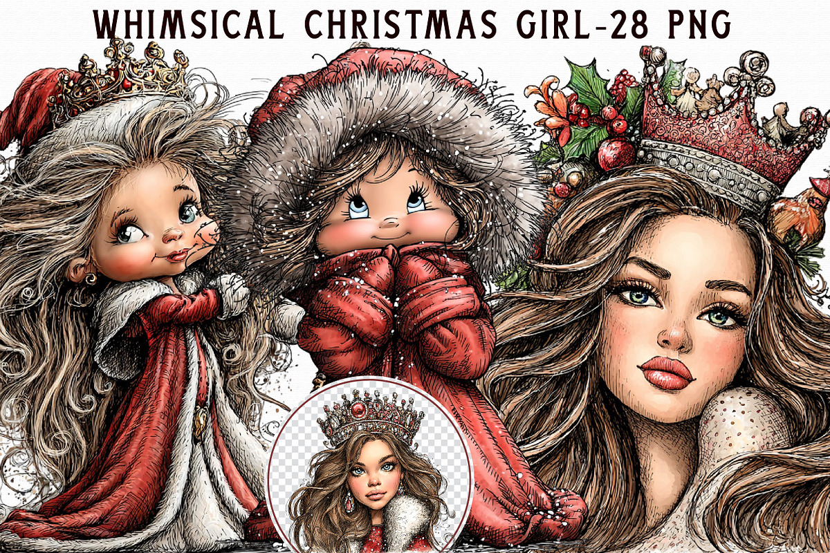 Whimsical Christmas girl Clipart, an Illustration by Libby Wishes (Photo 1 of 7)