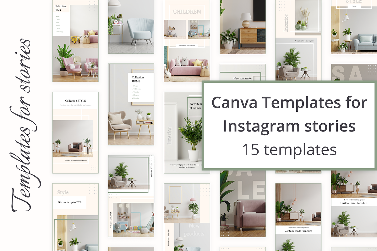 15 Instagram Templates for stories, a Social Media Template by KaluginaWEB (Photo 1 of 6)