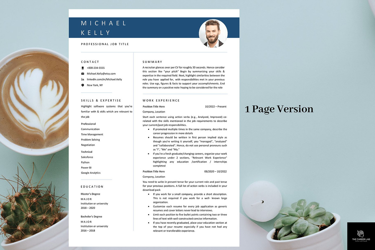 Resume/CV modern format with photo, a Resume Template by The Career Lab (Photo 3 of 10)