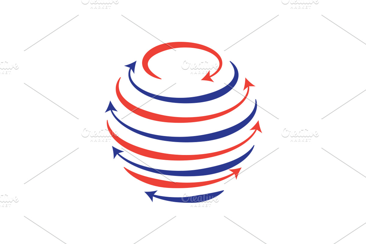 Globe with circular lines and arrows, a Branding & Logo Template by Super Accurate