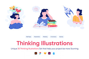 35 Thinking Illustrations, a Person Illustration by Prosymbols