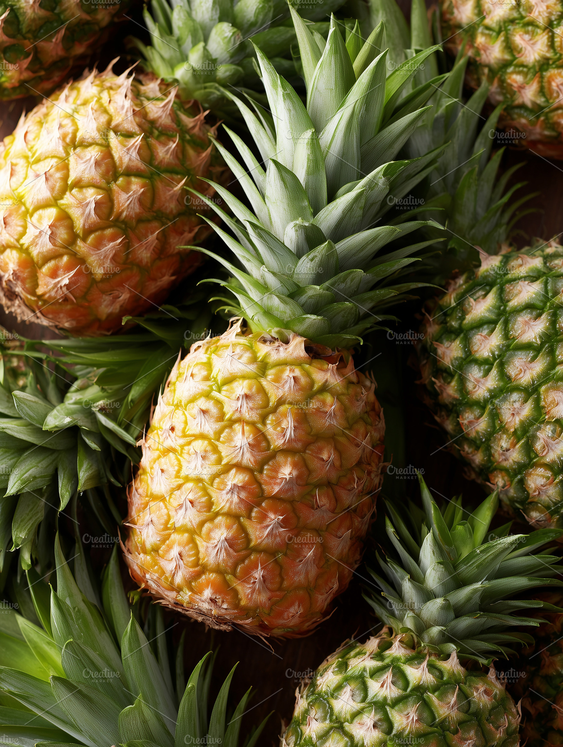 Fresh ripe pineapples with green, a Food & Drink Photo by MistyDay