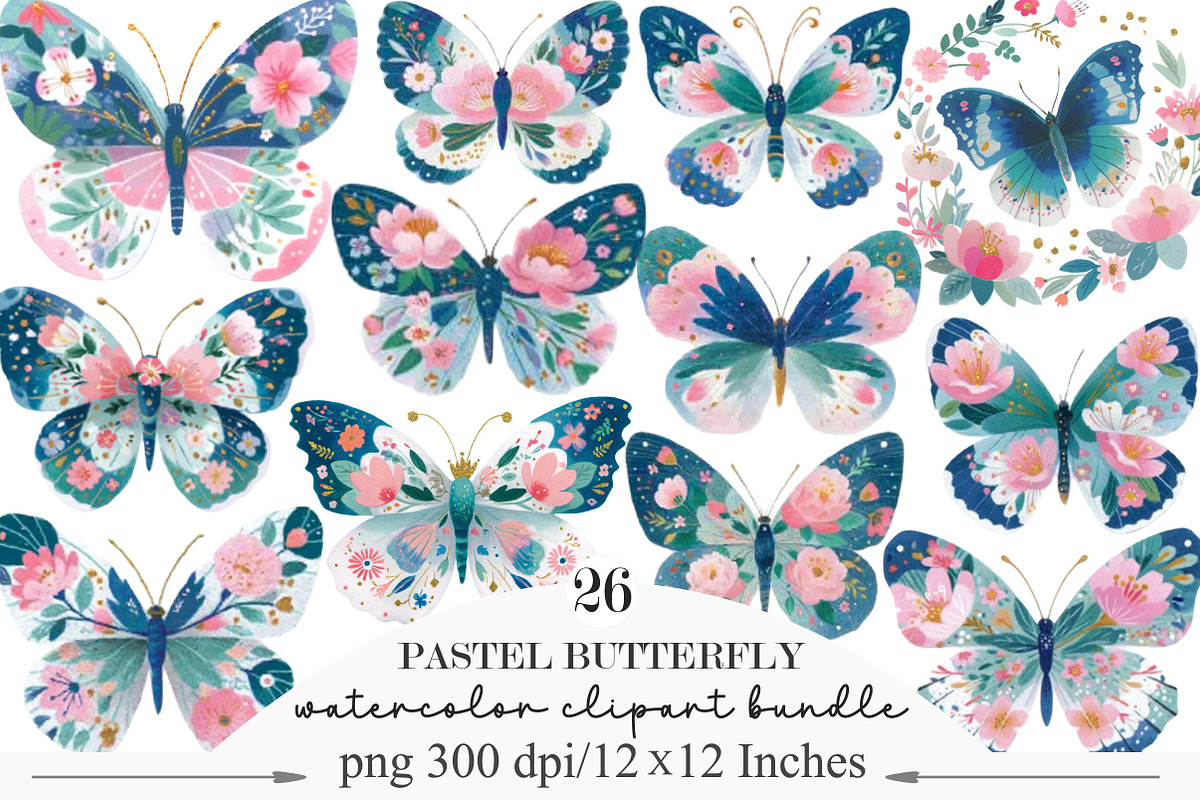Pastel Butterfly PNG Sublimation, an Illustration by Designking (Photo 1 of 5)