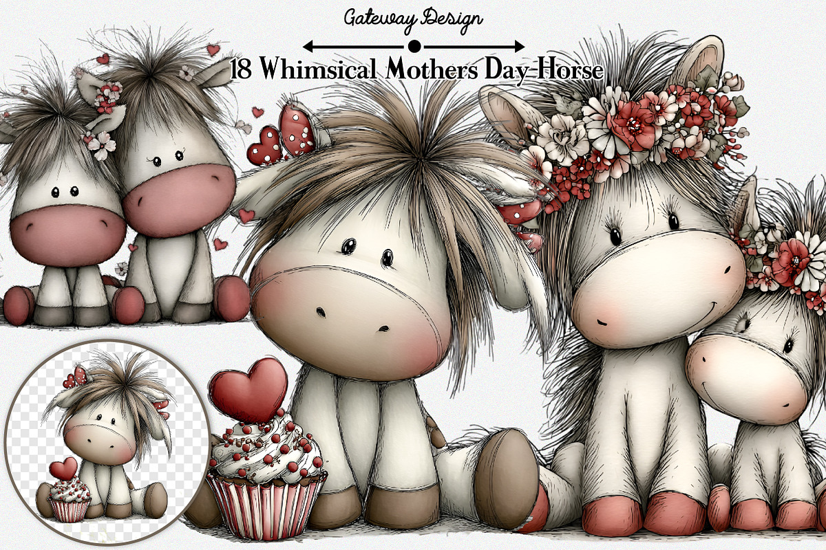 Whimsical Mothers Day Horse Clipart, an Illustration by GatewayDesign (Photo 2 of 3)