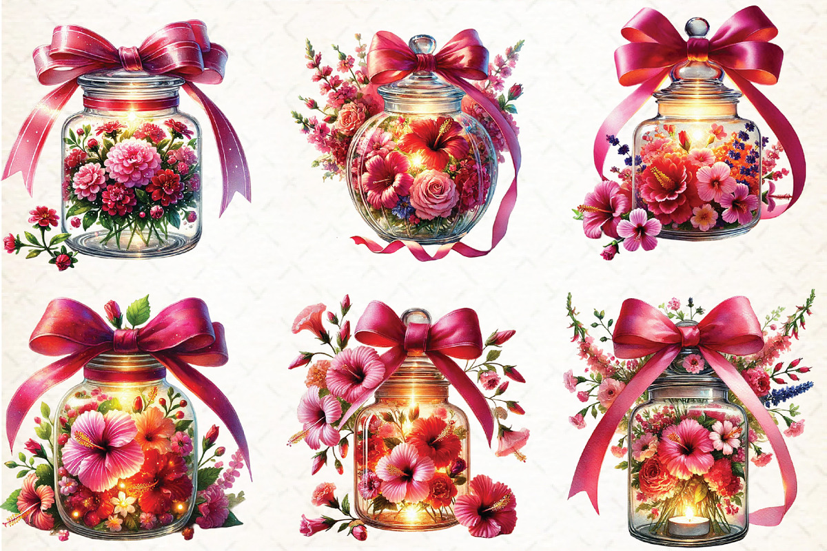 Christmas Flowers Jar Clipart, an Illustration by DreamCafeArt (Photo 3 of 4)