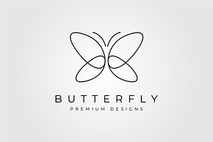 Butterfly Line Art Logo Vector