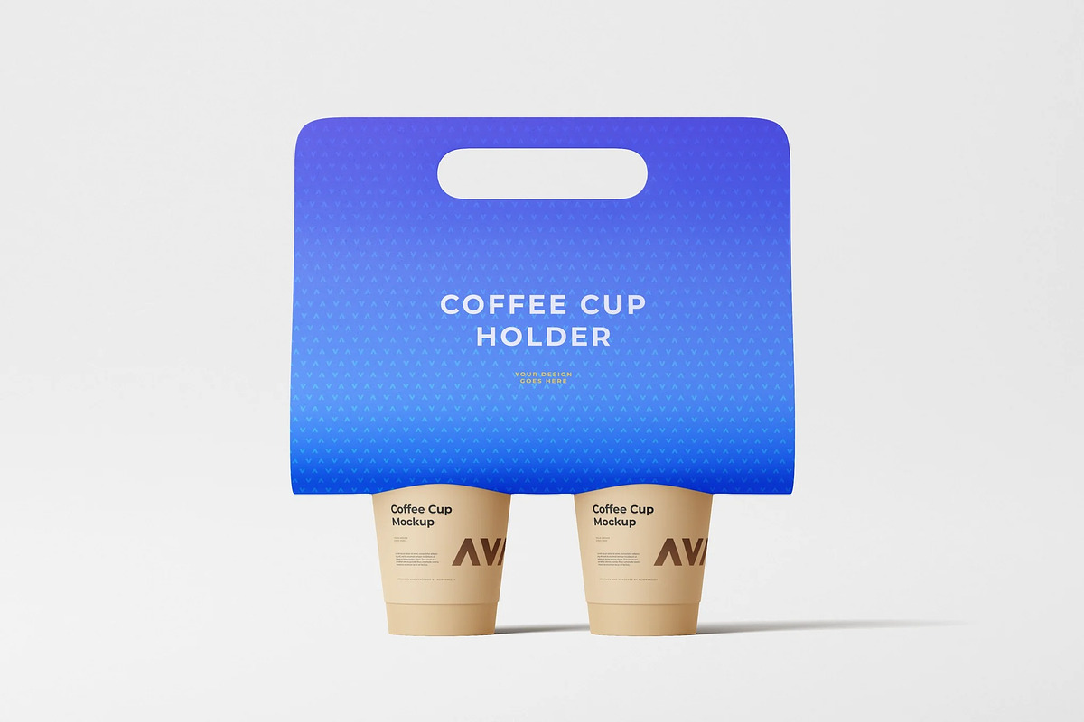 Coffee Cup Holder Mockup, an Advertising Mockup by zpackcreative (Photo 1 of 4)