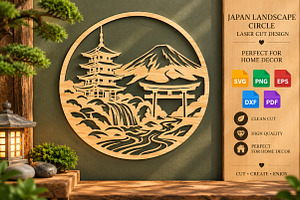 Japan Landscape Laser Cut SVG, an Object Graphic by DreamCafeArt