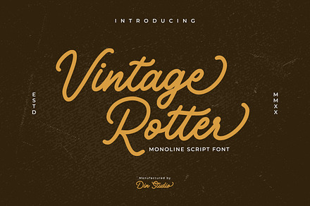 Vintage Rotter-Monoline Script Font, a Script Font by din-studio.com