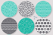 Black & Sea Foam Set of 12 Patterns, a Pattern Graphic by Oksancia's Surface Design (Thumbnail 2 of 2)