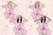 Pajama Party Girls Clipart, a Person Illustration by GlamArtZhanna (Thumbnail 2 of 4)