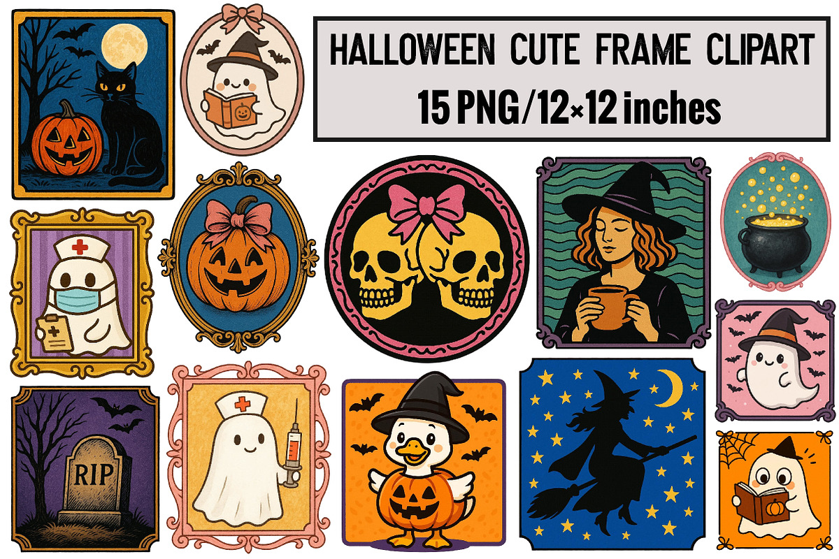 Halloween Cute Frame Clipart, an Illustration by Design Market (Photo 1 of 8)