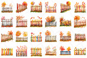 Watercolor Autumn Fence Clipart, an Illustration by DreamPrint404 (Thumbnail 2 of 5)