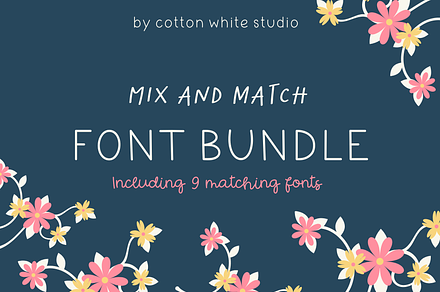 Mix and Match Font Bundle, a Handwritten Font by Cotton White Studio