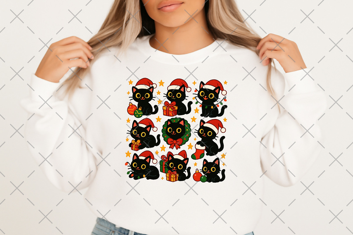 Christmas Black Cat PNG, an Illustration by Craft Nest (Photo 2 of 6)