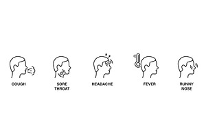 Symptoms of Virus Disease Line Icon, an Object Illustration by Vector Creator