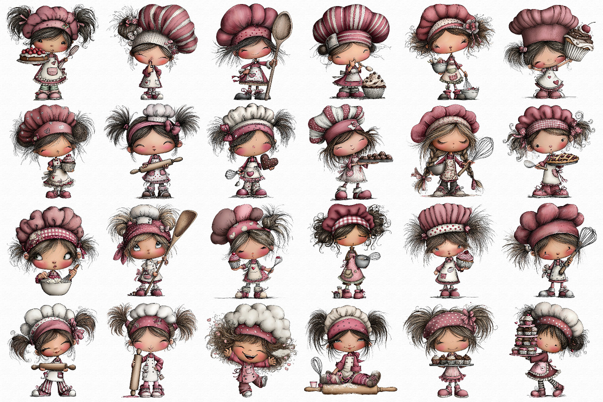 Whimsical Little Girl Chef Hat Clipa, an Illustration by Libby Wishes (Photo 7 of 7)