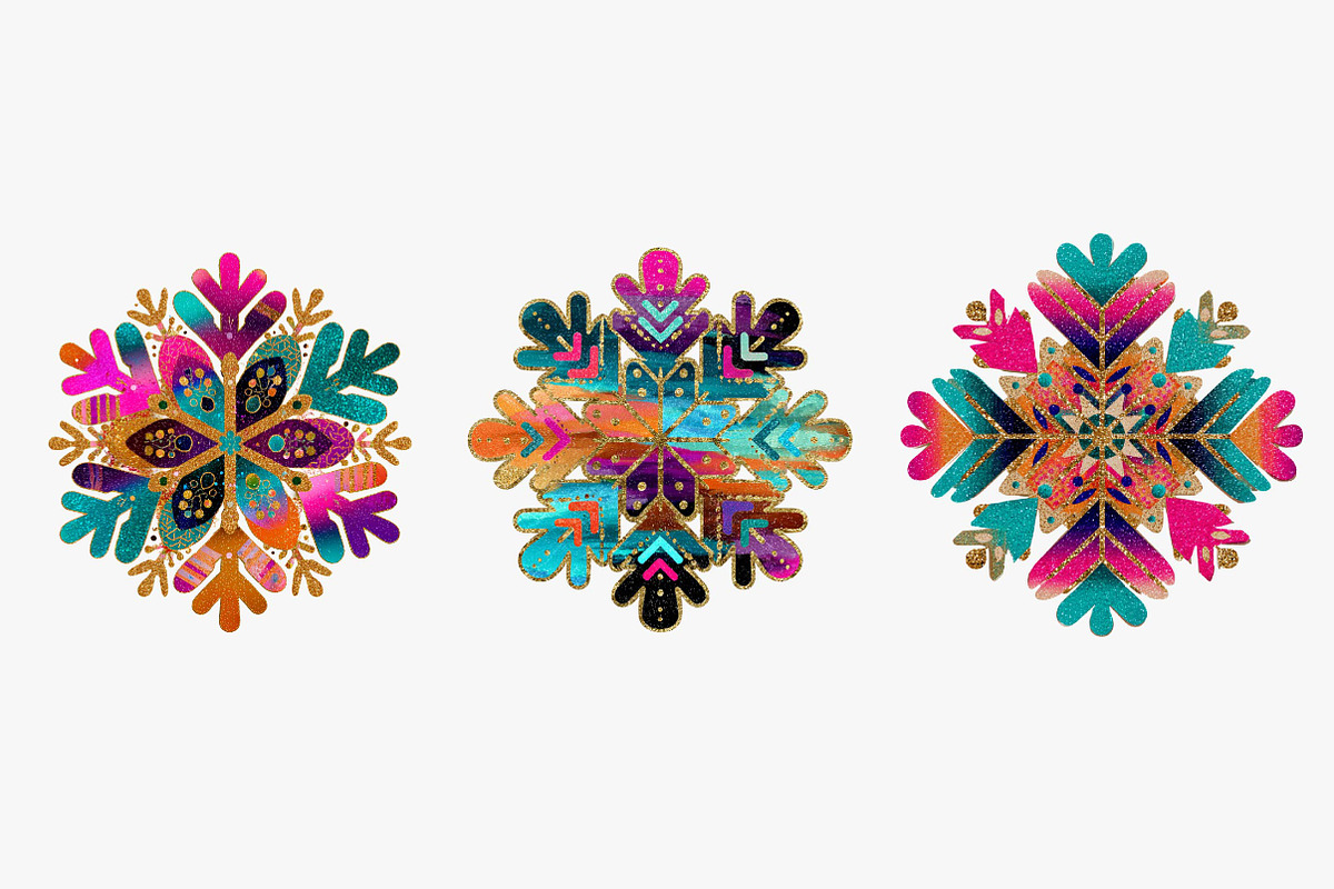 Colorful Glitter Christmas Snowflake, an Illustration by CreationArt (Photo 5 of 5)