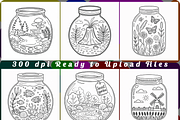 Terrarium Jar Coloring Book Pages, a Decorative Illustration by Ink Gallery (Thumbnail 4 of 5)
