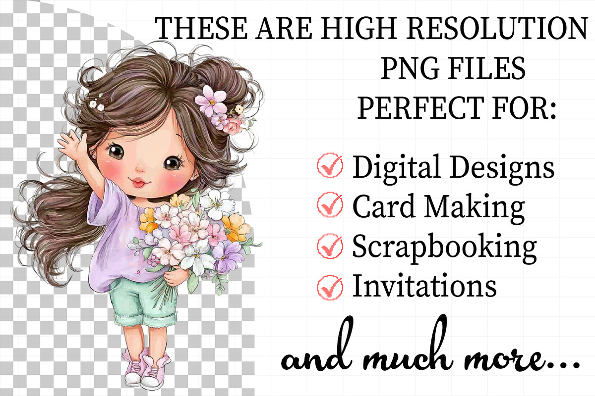 Flowers and Girls Clipart, an Illustration by Daily.Designs (Photo 2 of 5)