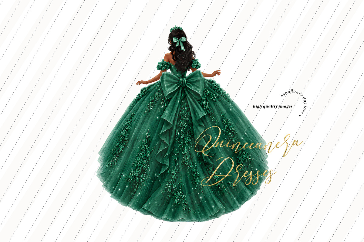 Emerald Tan skin Princess Clipart, a Person Illustration by Sunflower Day Love (Photo 1 of 3)