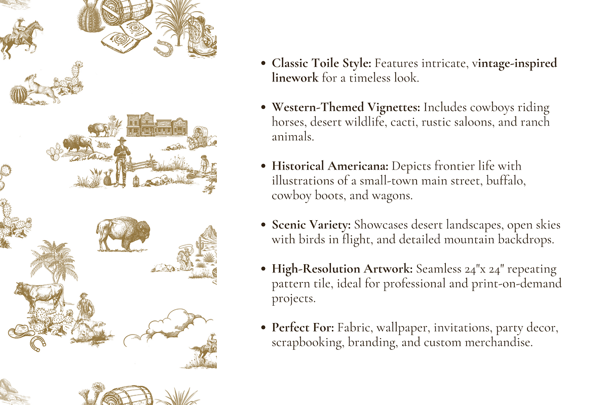 Western Toile de Jouy Pattern, a Background Graphic by Hughes Studio (Photo 4 of 8)