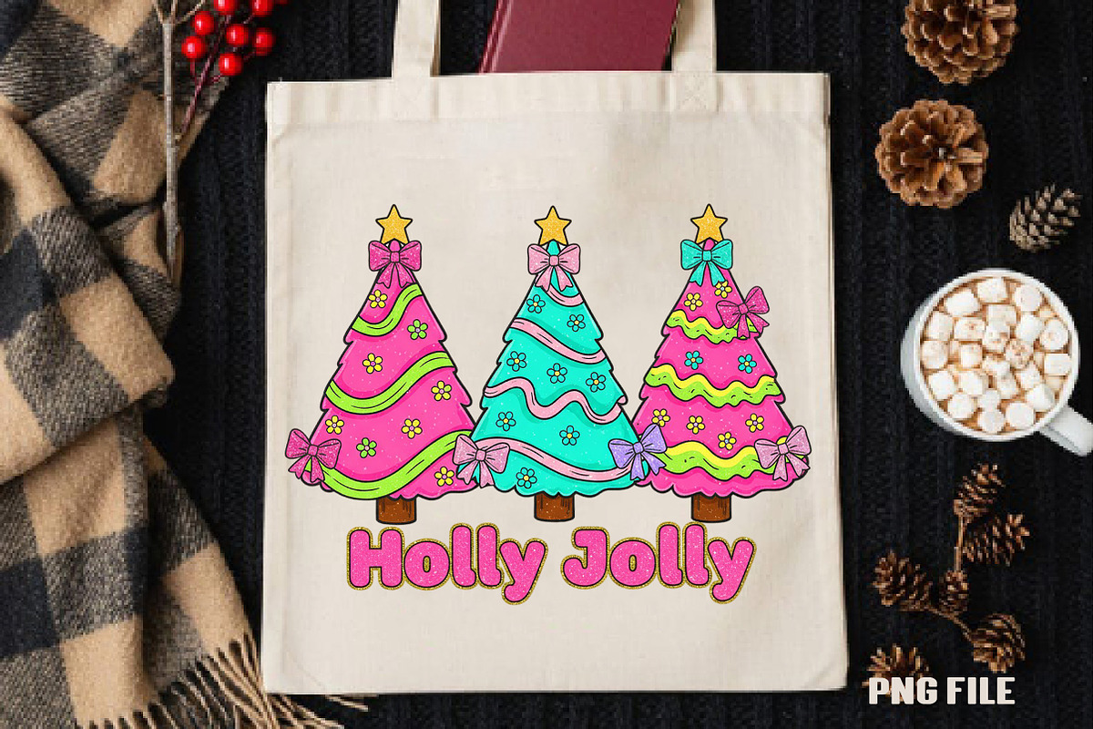 Colorful Holly Jolly Png, Christmas, an Illustration by DreamCafeArt (Photo 4 of 4)