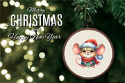 Christmas mouse, Watercolour, PNG., an Animal Illustration by KENO Mascots (Thumbnail 5 of 8)