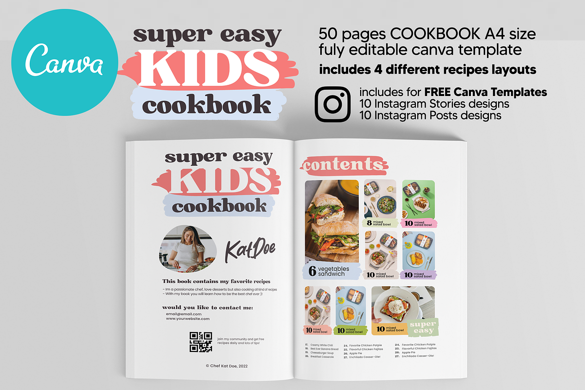 Canva Kids Recipes Cookbook Template, a Magazine Template by DeLaGranSiete (Photo 2 of 10)