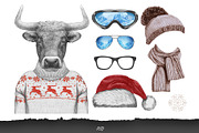 Bull / Wintertime, an Animal Illustration by Victoria_Novak (Thumbnail 2 of 4)