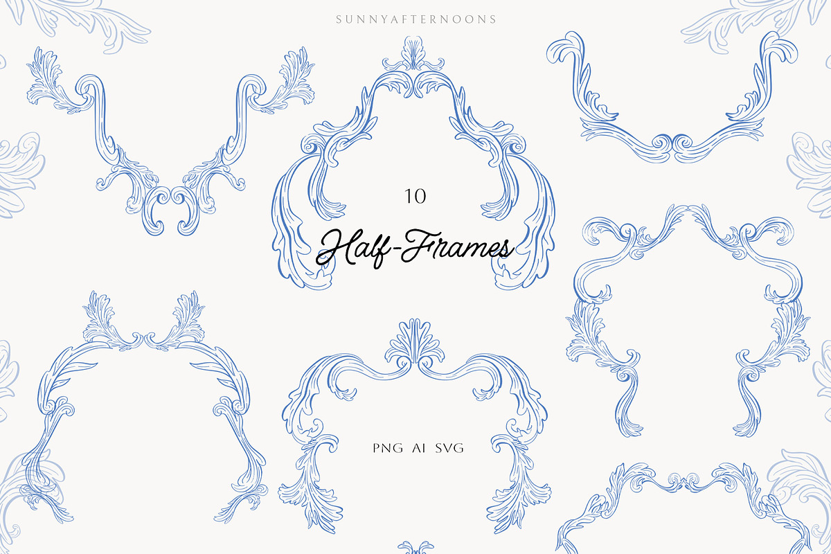 Azure Baroque LineArt, a Decorative Illustration by SunnyAfternoons (Photo 13 of 15)