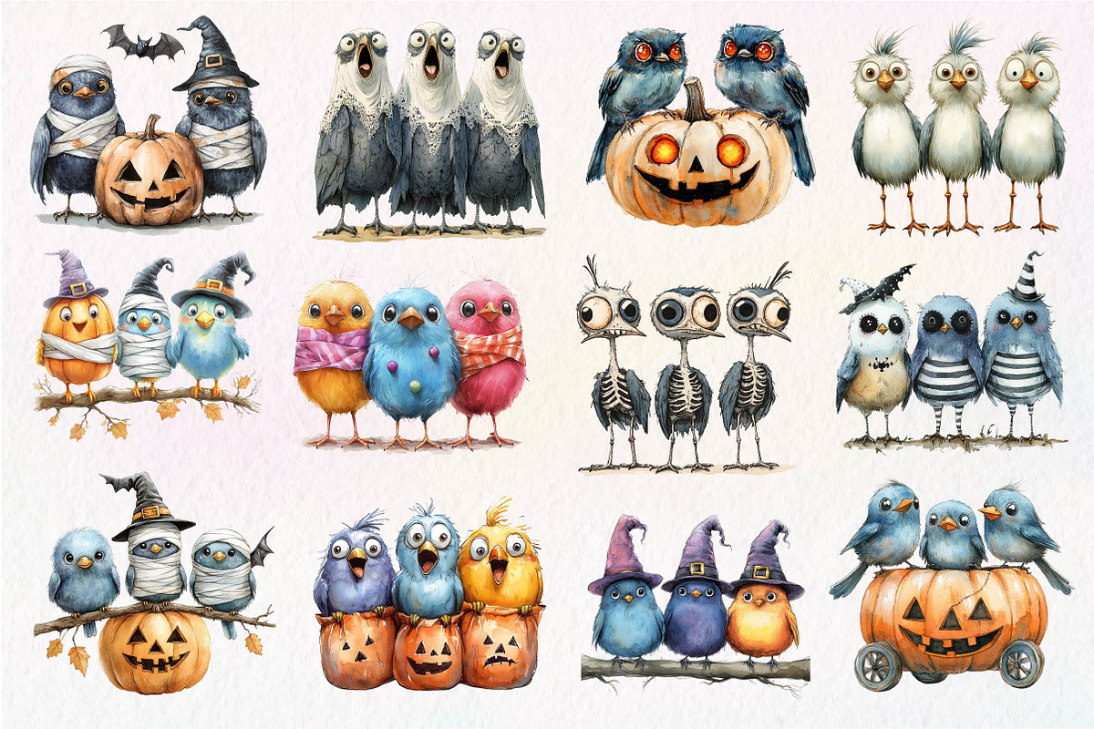 Halloween Quirky Birds Clipart, an Illustration by Dream Creation (Photo 4 of 6)