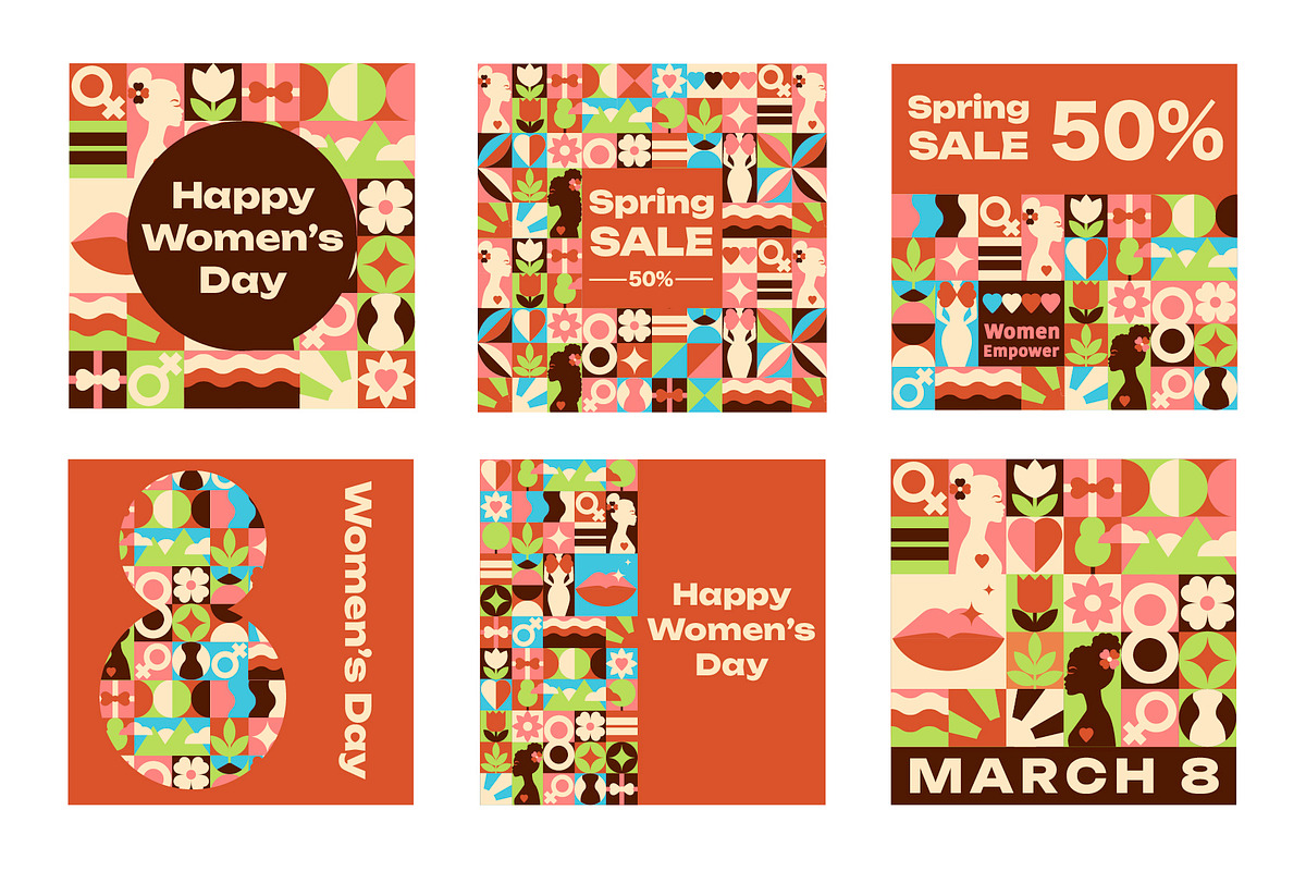 Mosaic Feminine Design Set, a Decorative Illustration by Lettering_Logo (Photo 6 of 8)