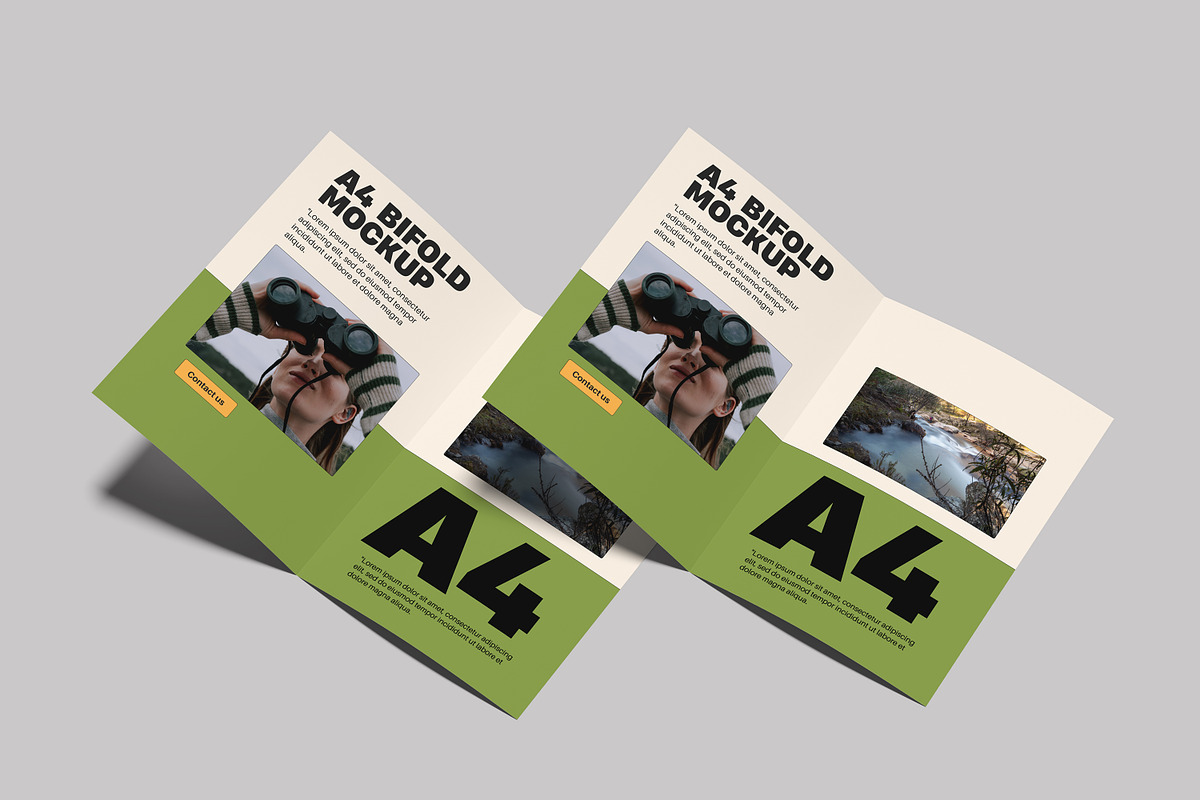 A4 Bi-Fold Brochure Mockup, an Advertising Mockup by safrizalstudio (Photo 2 of 13)