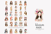 Watercolor boho women clipart set, a Decorative Illustration by Patishop Art (Thumbnail 2 of 11)