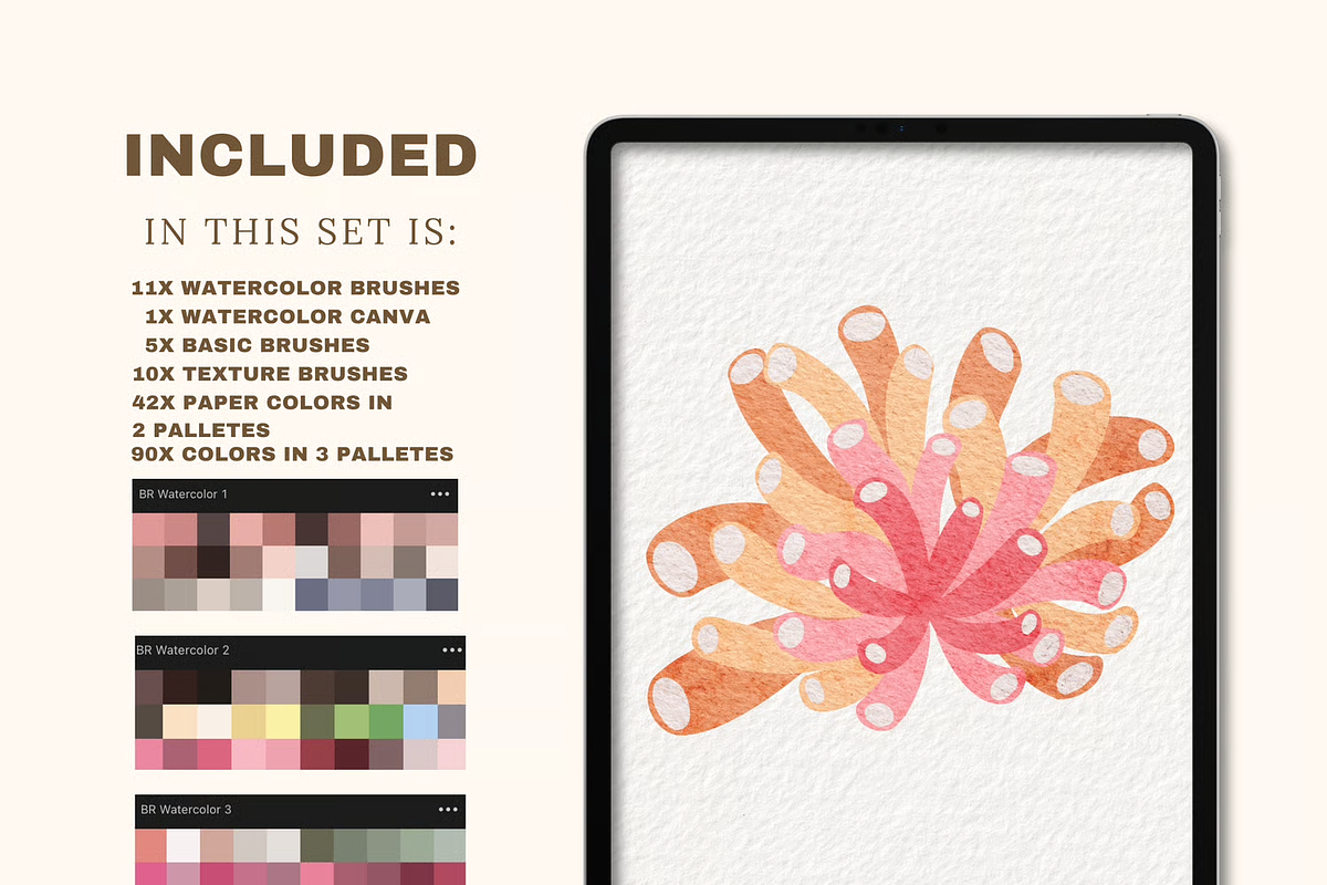 SMOOTH WATERCOLOR PROCREATE BRUSHES, a Brush Add-On by BeeRubby (Photo 9 of 9)