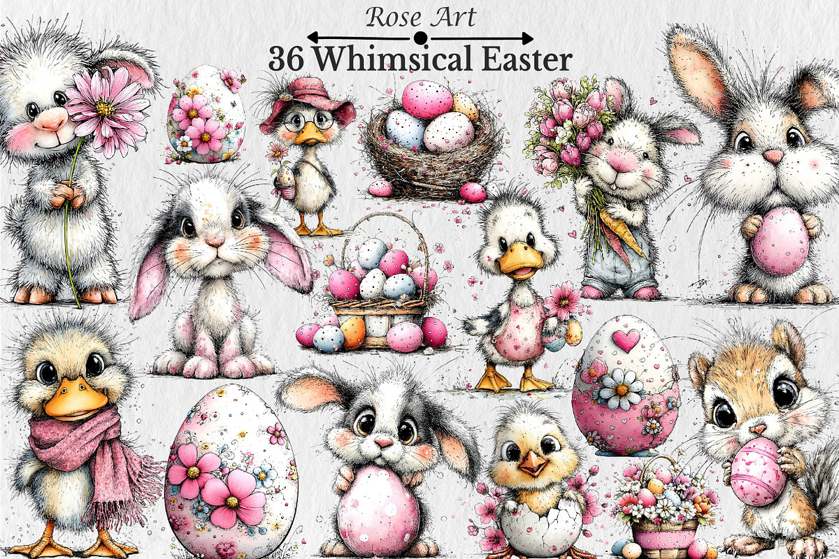 Whimsical Easter Clipart, a Seasonal Illustration by Rose Art (Photo 1 of 4)
